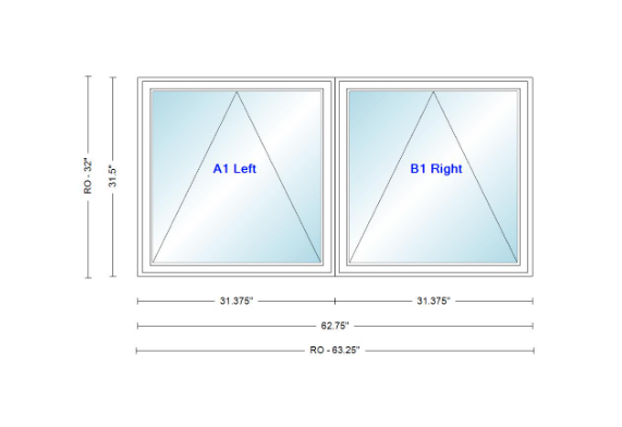 ANDERSEN Windows 400 Series Twin Venting Awning 62 ¾" Wide Vinyl Exterior Wood Interior Low-E4 Argon Dual Pane Glass Full Screen/Frosted/Tempered Option