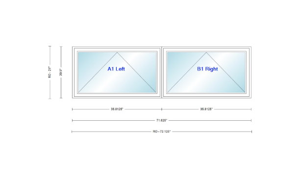 ANDERSEN Windows 400 Series Twin Venting Awning 71 ⅝" Wide Vinyl Exterior Wood Interior Low-E4 Argon Dual Pane Glass Full Screen/Frosted/Tempered Option