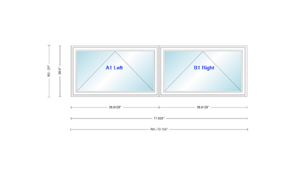 ANDERSEN Windows 400 Series Twin Venting Awning 71 ⅝" Wide Vinyl Exterior Wood Interior Low-E4 Argon Dual Pane Glass Full Screen/Frosted/Tempered Option
