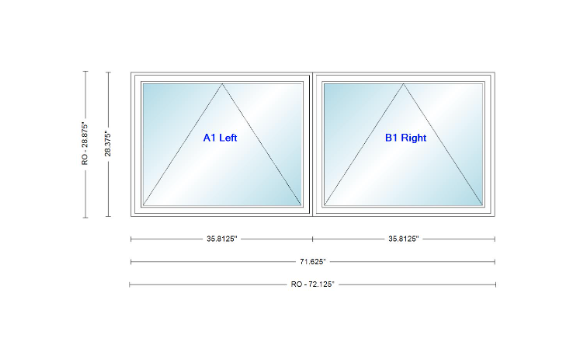 ANDERSEN Windows 400 Series Twin Venting Awning 71 ⅝" Wide Vinyl Exterior Wood Interior Low-E4 Argon Dual Pane Glass Full Screen/Frosted/Tempered Option