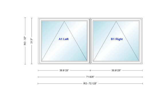 ANDERSEN Windows 400 Series Twin Venting Awning 71 ⅝" Wide Vinyl Exterior Wood Interior Low-E4 Argon Dual Pane Glass Full Screen/Frosted/Tempered Option