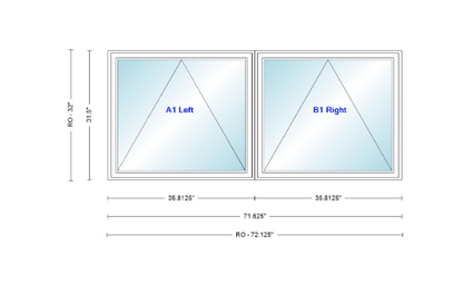 ANDERSEN Windows 400 Series Twin Venting Awning 71 ⅝" Wide Vinyl Exterior Wood Interior Low-E4 Argon Dual Pane Glass Full Screen/Frosted/Tempered Option