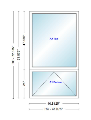 Andersen 400 Series Picture Over Awning Window 40-13/16" Wide Vinyl Exterior Wood Interior Low-E4 Argon Dual Pane Glass Full Screen/Frosted/Tempered Option