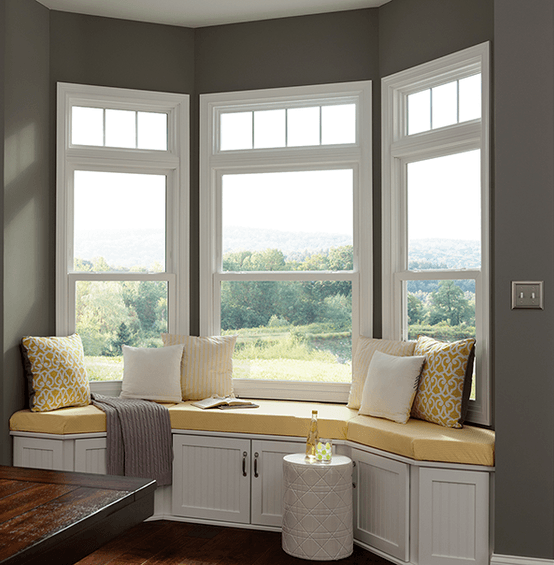 MI WINDOWS 1556 Twin Double Hung With Transom 59.125" Wide New Construction Vinyl Low-E Argon Full Screens Optional