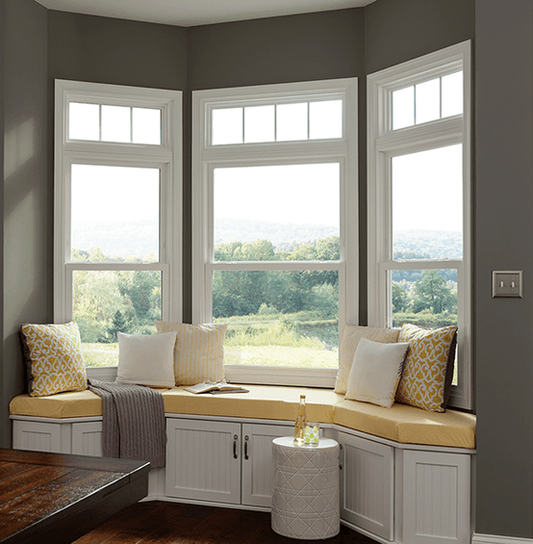 MI WINDOWS 1556 Twin Double Hung With Transom 71.625" Wide New Construction Vinyl Low-E Argon Full Screens Optional