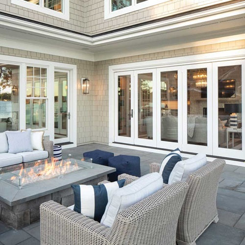 MARVIN Elevate 5 Panel Folding Door 175-19/32" Or 189" X 79 1/2", 82", 86", Or 95-1/2" Wood Interior Fiberglass Exterior Tempered Low-E2 Argon Glass Bifold Foldable Door Knocked Down CN15065, CN15068, CN15070, CN15080, CN16065, CN16068, CN16070, CN16080