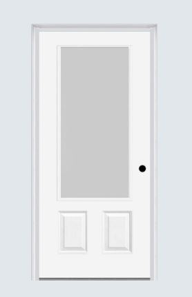 MMI 3/4 Lite 2 Panels 3'0" X 6'8" Fiberglass Smooth Textured/Privacy Glass Exterior Prehung Door 607/610