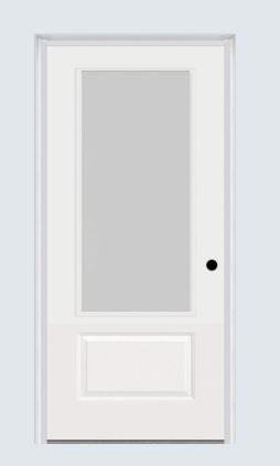 MMI 3/4 Lite 1 Panel 3'0" X 6'8" Fiberglass Smooth Textured/Privacy Glass Exterior Prehung Door 608