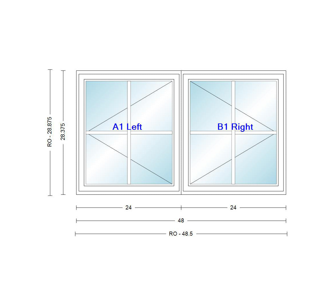 ANDERSEN Windows 400 Series Venting Twin/Double Casement 48" Wide Vinyl Exterior Wood Interior New Construction Low-E4 Dual Pane Argon Fill Glass Full Screens/Grilles/Tempered Optional C22, C225, C23, C235, C24, C245, C25, C255, Or C26