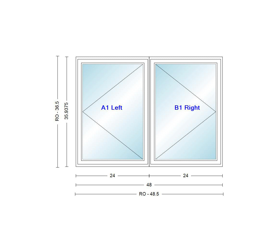 ANDERSEN Windows 400 Series Venting Twin/Double Casement 48" Wide Vinyl Exterior Wood Interior New Construction Low-E4 Dual Pane Argon Fill Glass Full Screens/Grilles/Tempered Optional C22, C225, C23, C235, C24, C245, C25, C255, Or C26