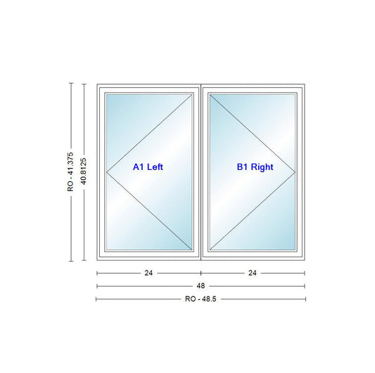 ANDERSEN Windows 400 Series Venting Twin/Double Casement 48" Wide Vinyl Exterior Wood Interior New Construction Low-E4 Dual Pane Argon Fill Glass Full Screens/Grilles/Tempered Optional C22, C225, C23, C235, C24, C245, C25, C255, Or C26