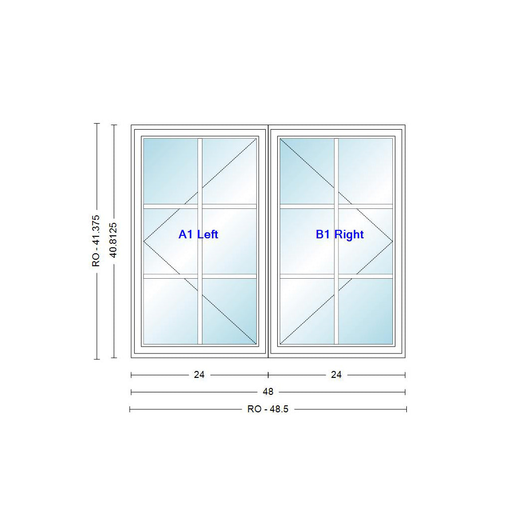 ANDERSEN Windows 400 Series Venting Twin/Double Casement 48" Wide Vinyl Exterior Wood Interior New Construction Low-E4 Dual Pane Argon Fill Glass Full Screens/Grilles/Tempered Optional C22, C225, C23, C235, C24, C245, C25, C255, Or C26