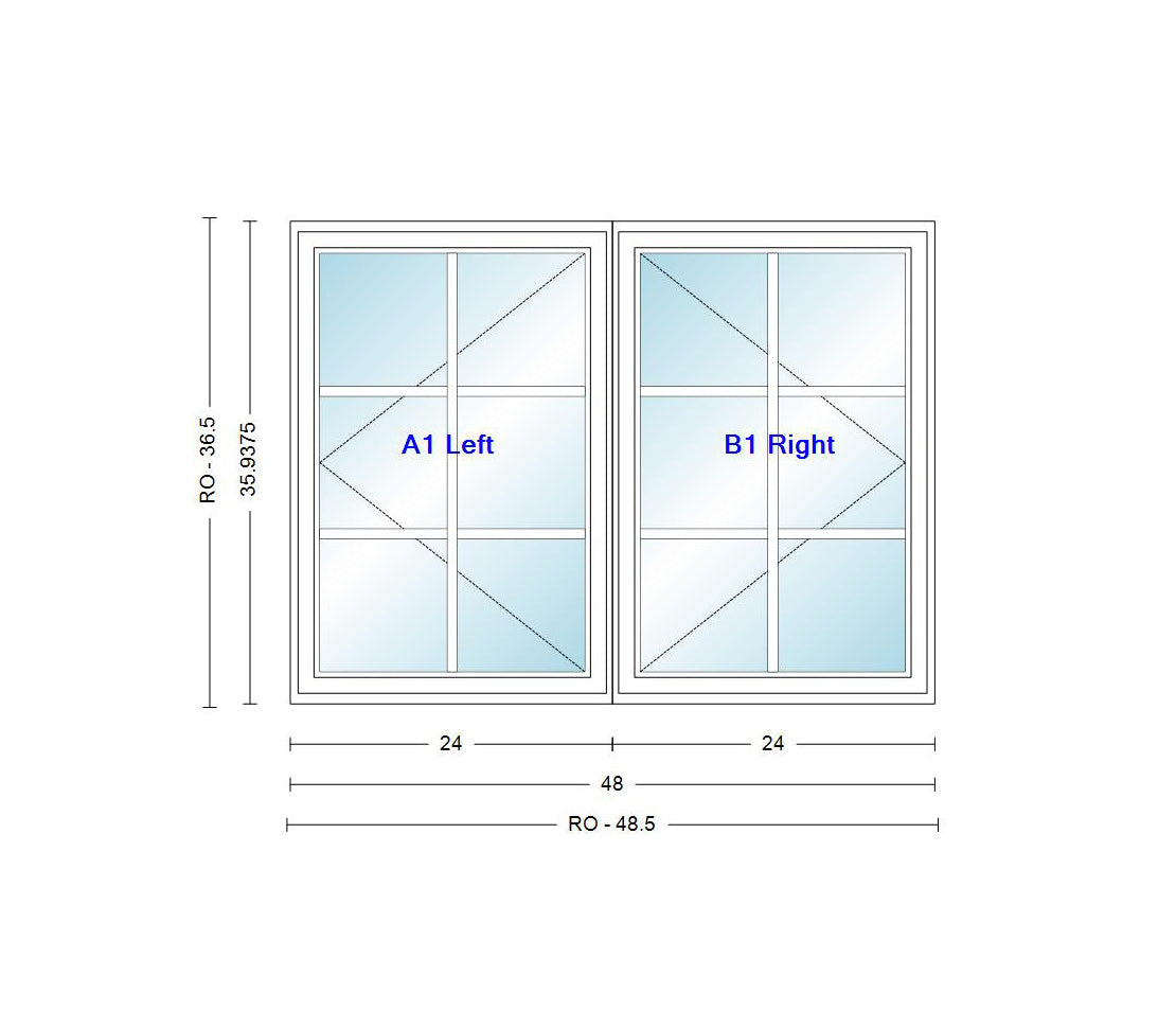 ANDERSEN Windows 400 Series Venting Twin/Double Casement 48" Wide Vinyl Exterior Wood Interior New Construction Low-E4 Dual Pane Argon Fill Glass Full Screens/Grilles/Tempered Optional C22, C225, C23, C235, C24, C245, C25, C255, Or C26