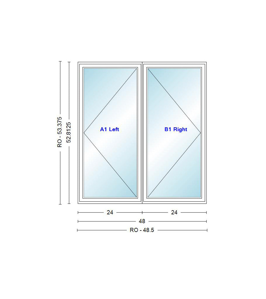 ANDERSEN Windows 400 Series Venting Twin/Double Casement 48" Wide Vinyl Exterior Wood Interior New Construction Low-E4 Dual Pane Argon Fill Glass Full Screens/Grilles/Tempered Optional C22, C225, C23, C235, C24, C245, C25, C255, Or C26