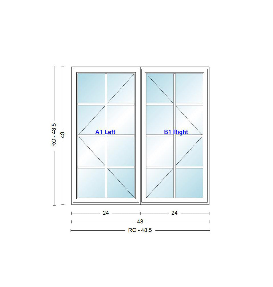 ANDERSEN Windows 400 Series Venting Twin/Double Casement 48" Wide Vinyl Exterior Wood Interior New Construction Low-E4 Dual Pane Argon Fill Glass Full Screens/Grilles/Tempered Optional C22, C225, C23, C235, C24, C245, C25, C255, Or C26