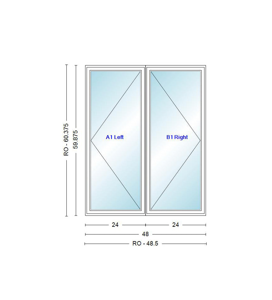 ANDERSEN Windows 400 Series Venting Twin/Double Casement 48" Wide Vinyl Exterior Wood Interior New Construction Low-E4 Dual Pane Argon Fill Glass Full Screens/Grilles/Tempered Optional C22, C225, C23, C235, C24, C245, C25, C255, Or C26