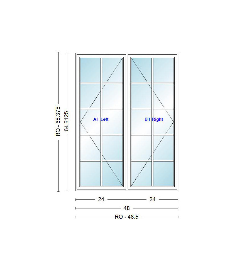 ANDERSEN Windows 400 Series Venting Twin/Double Casement 48" Wide Vinyl Exterior Wood Interior New Construction Low-E4 Dual Pane Argon Fill Glass Full Screens/Grilles/Tempered Optional C22, C225, C23, C235, C24, C245, C25, C255, Or C26