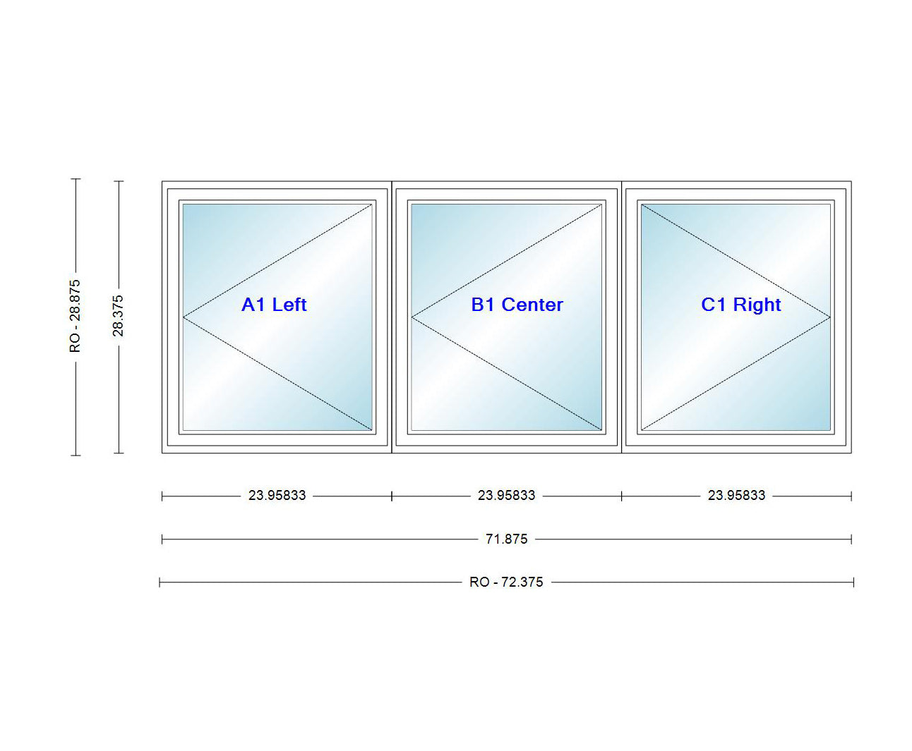 ANDERSEN Windows 400 Series LLR Venting Triple Casement 71-7/8