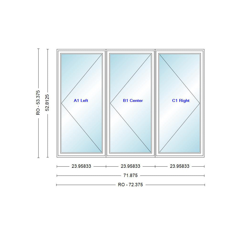 ANDERSEN Windows 400 Series LLR Venting Triple Casement 71-7/8