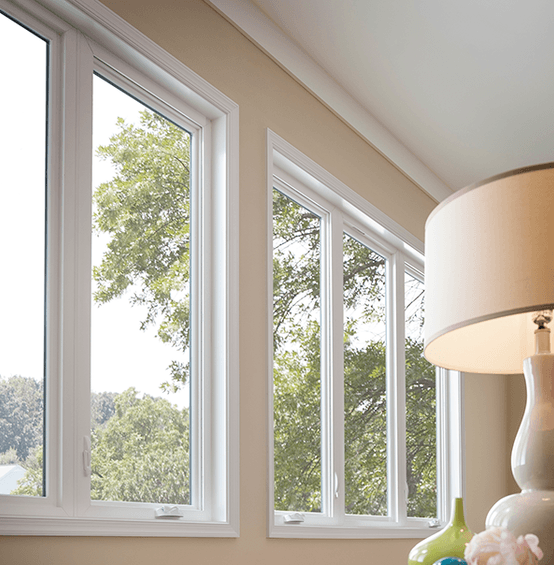 MI WINDOWS V3000 Series 9770 Venting Triple Casement 107.5" Wide New Construction Vinyl White Low-E Argon Gas Filled Dual Pane Glass Full Screens Optional