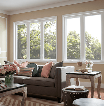 MI WINDOWS V3000 Series 9770 Venting Triple Casement 61" Wide New Construction Vinyl White Low-E Argon Gas Filled Dual Pane Glass Full Screens Optional