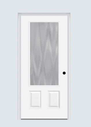 MMI 3/4 Lite 2 Panels 3'0" X 6'8" Fiberglass Smooth Textured/Privacy Glass Exterior Prehung Door 607/610