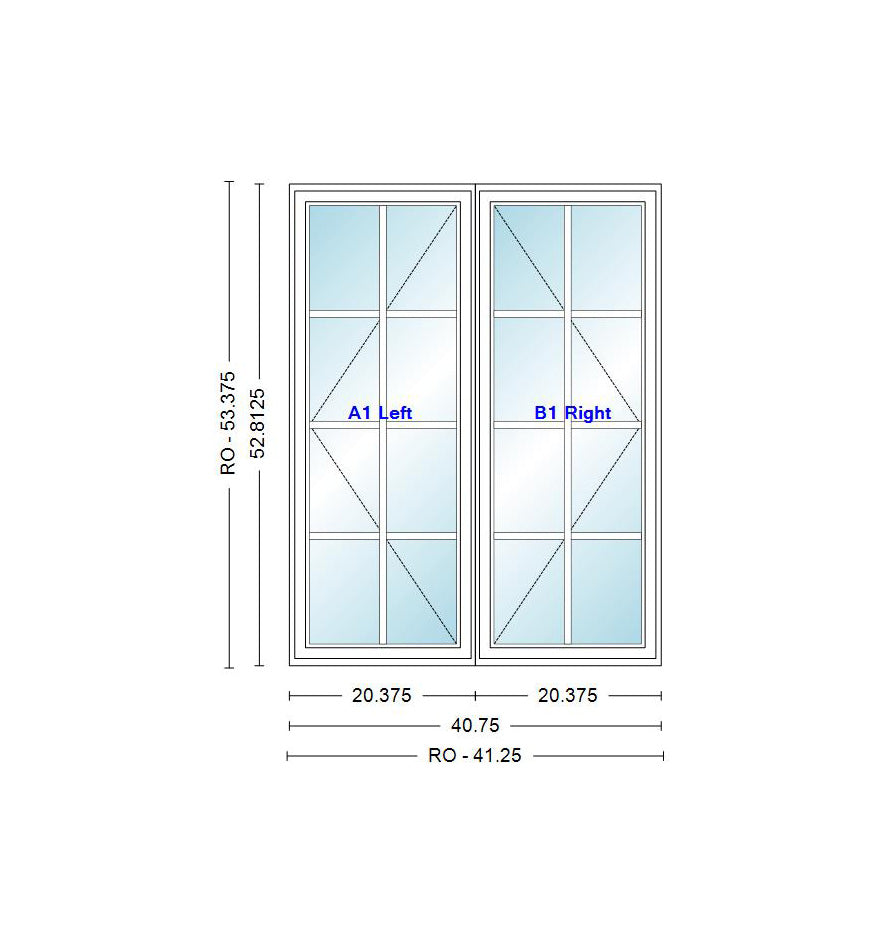 ANDERSEN Windows 400 Series Venting Twin/Double Casement 40-3/4" Wide Vinyl Exterior Wood Interior Low-E4 Dual Pane Argon Fill Glass Full Screens/Grilles/Tempered Optional CN22, CN225, CN23, CN235, CN24, CN245, CN25, CN255, Or CN26