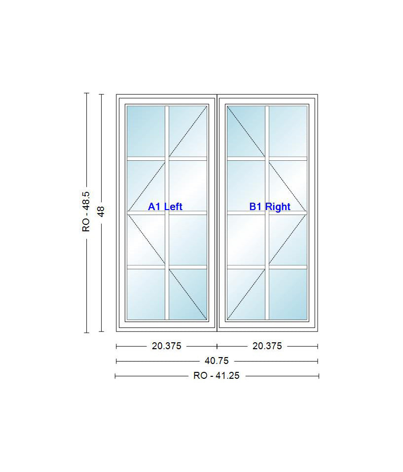 ANDERSEN Windows 400 Series Venting Twin/Double Casement 40-3/4" Wide Vinyl Exterior Wood Interior Low-E4 Dual Pane Argon Fill Glass Full Screens/Grilles/Tempered Optional CN22, CN225, CN23, CN235, CN24, CN245, CN25, CN255, Or CN26