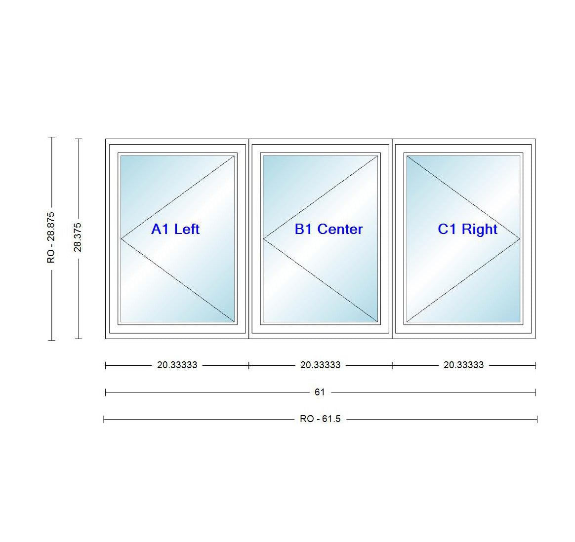 ANDERSEN Windows 400 Series LLR Venting Triple Casement 61" Wide Vinyl Exterior Wood Interior New Construction Low-E4 Dual Pane Argon Fill Glass Full Screens/Grilles/Tempered Optional CN32, CN325, CN33, CN335, CN34, CN345, OR CN35