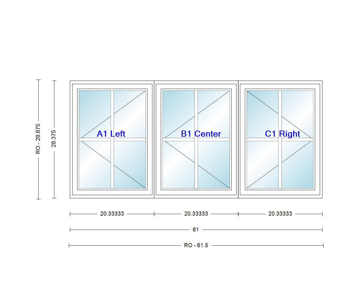 ANDERSEN Windows 400 Series LLR Venting Triple Casement 61" Wide Vinyl Exterior Wood Interior New Construction Low-E4 Dual Pane Argon Fill Glass Full Screens/Grilles/Tempered Optional CN32, CN325, CN33, CN335, CN34, CN345, OR CN35