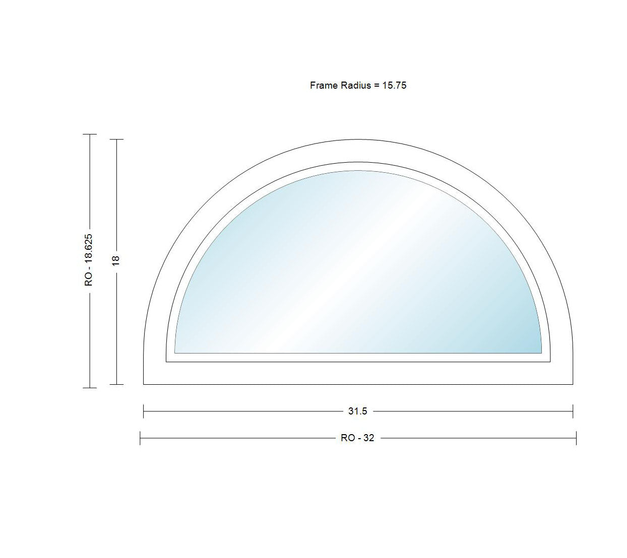 ANDERSEN Windows 400 Series Specialty Half Circle Window Fixed Vinyl Exterior Wood Interior Low-E4 Dual Pane Argon Full Glass Casement Frame Cladding Profile Grilles/Frosted/Tempered Optional CTC1, CTCW1, CTCX1, CTCXW1, CTC2, CTCW2, CTCX2, Or CTC3