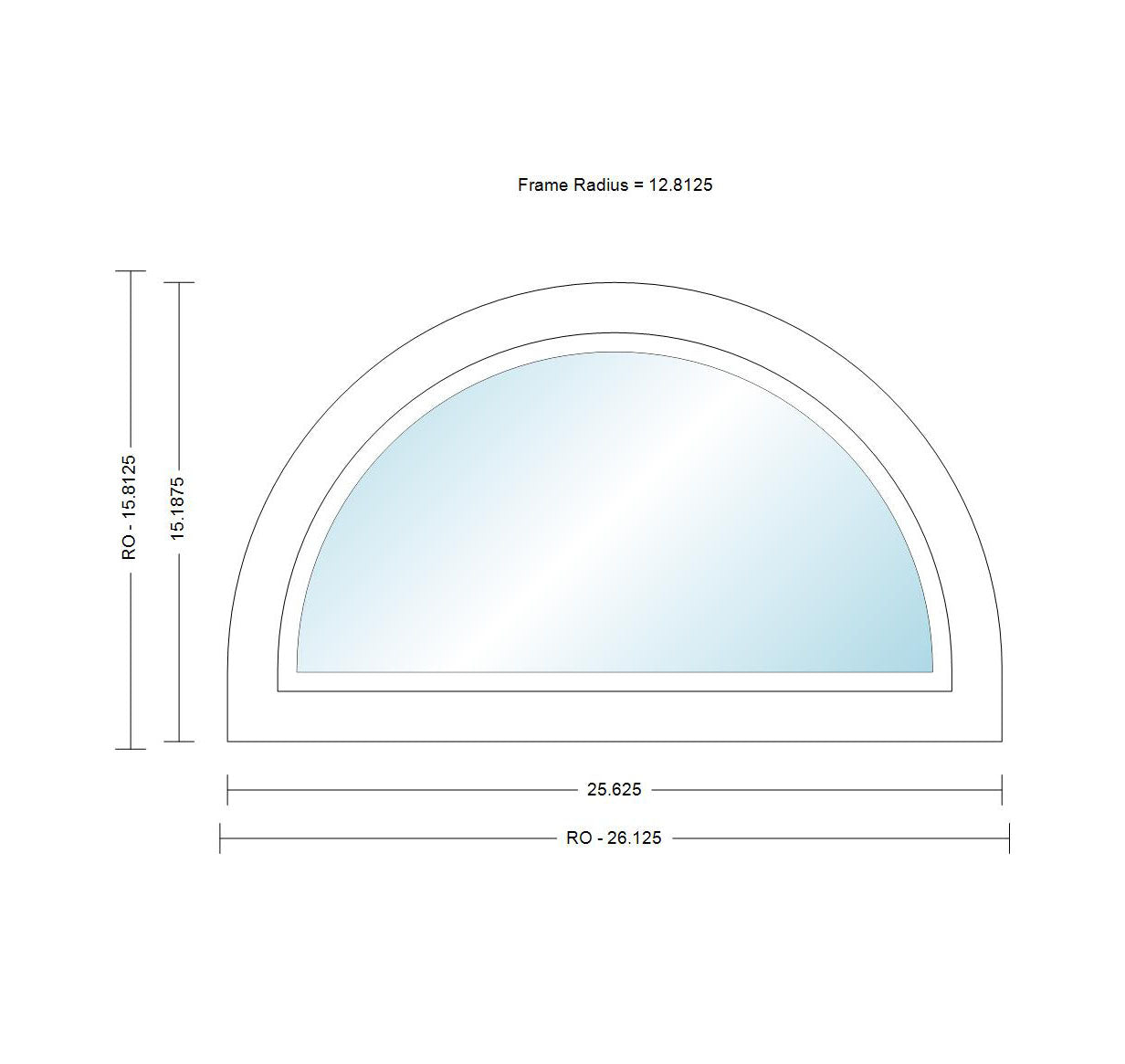 ANDERSEN Windows 400 Series Specialty Half Circle Window Fixed Vinyl Exterior Wood Interior Low-E4 Dual Pane Argon Full Glass Double Hung Frame Cladding Profile Grilles/Frosted/Tempered Optional CTN20, CTN24, CTN28, CTN30, CTN34, CTN20-2, Or CTN30-2