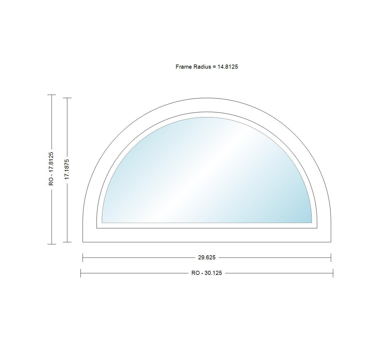 ANDERSEN Windows 400 Series Specialty Half Circle Window Fixed Vinyl Exterior Wood Interior Low-E4 Dual Pane Argon Full Glass Double Hung Frame Cladding Profile Grilles/Frosted/Tempered Optional CTN20, CTN24, CTN28, CTN30, CTN34, CTN20-2, Or CTN30-2