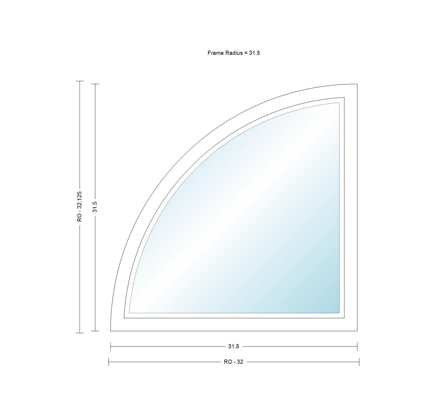 ANDERSEN Windows 400 Series Specialty Quarter Circle Window Fixed Vinyl Exterior Wood Interior Low-E4 Dual Pane Argon Full Glass Casement Frame Cladding Profile Grilles/Frosted/Tempered Optional CTQC1, CTQCW1, CTQCX1, CTQA3, Or QR40