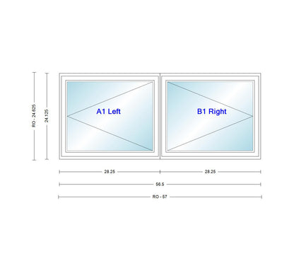 ANDERSEN Windows 400 Series Venting Twin/Double Casement 56-1/2" Wide Vinyl Exterior Wood Interior Low-E4 Dual Pane Argon Fill Glass Full Screens/Grilles/Tempered Optional CW22, CW225, CW23, CW235, CW24, CW245, CW25, CW255, Or CW26