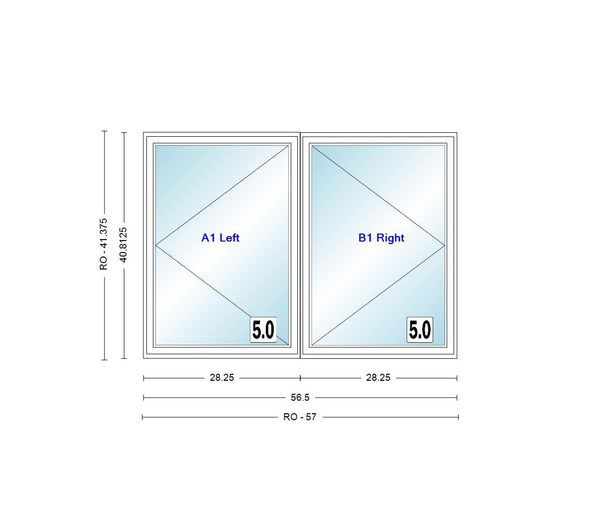 ANDERSEN Windows 400 Series Venting Twin/Double Casement 56-1/2