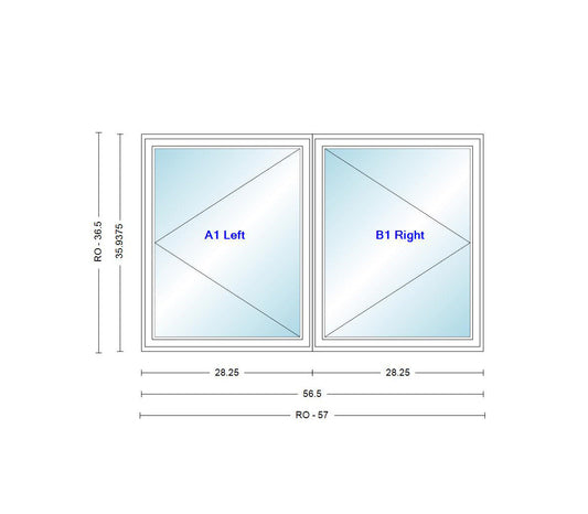ANDERSEN Windows 400 Series Venting Twin/Double Casement 56-1/2" Wide Vinyl Exterior Wood Interior Low-E4 Dual Pane Argon Fill Glass Full Screens/Grilles/Tempered Optional CW22, CW225, CW23, CW235, CW24, CW245, CW25, CW255, Or CW26