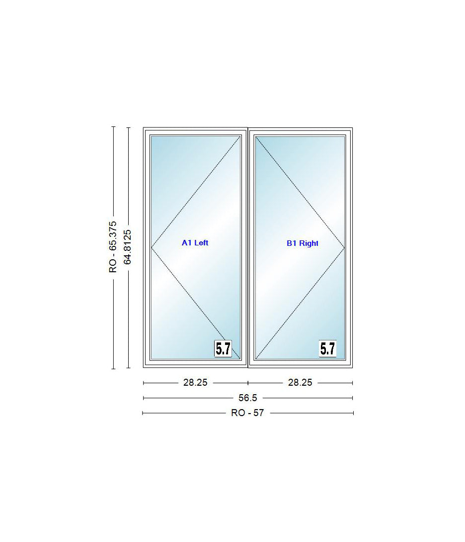 ANDERSEN Windows 400 Series Venting Twin/Double Casement 56-1/2" Wide Vinyl Exterior Wood Interior Low-E4 Dual Pane Argon Fill Glass Full Screens/Grilles/Tempered Optional CW22, CW225, CW23, CW235, CW24, CW245, CW25, CW255, Or CW26