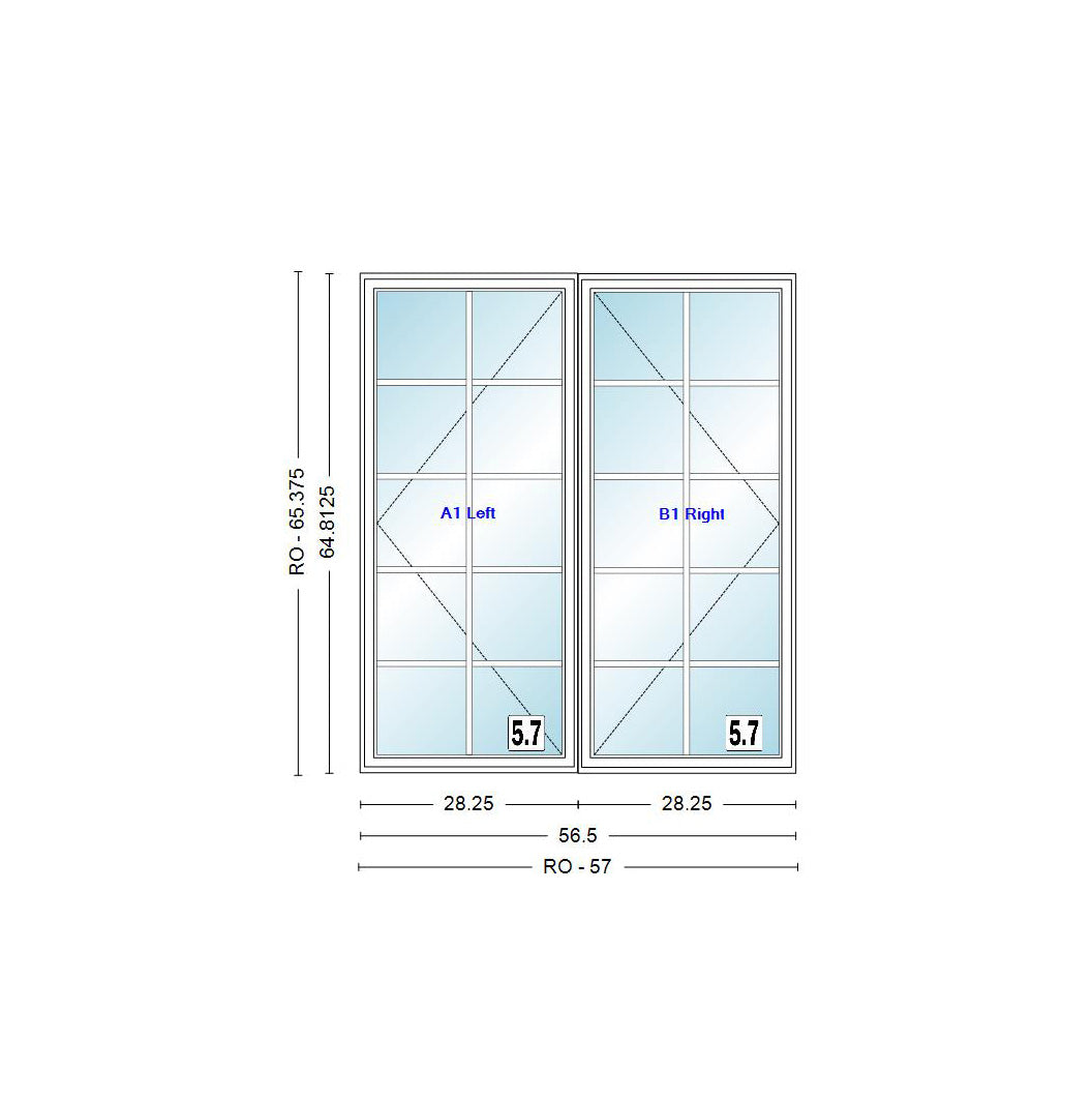 ANDERSEN Windows 400 Series Venting Twin/Double Casement 56-1/2" Wide Vinyl Exterior Wood Interior Low-E4 Dual Pane Argon Fill Glass Full Screens/Grilles/Tempered Optional CW22, CW225, CW23, CW235, CW24, CW245, CW25, CW255, Or CW26