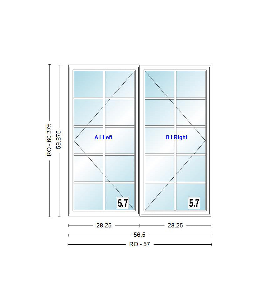 ANDERSEN Windows 400 Series Venting Twin/Double Casement 56-1/2" Wide Vinyl Exterior Wood Interior Low-E4 Dual Pane Argon Fill Glass Full Screens/Grilles/Tempered Optional CW22, CW225, CW23, CW235, CW24, CW245, CW25, CW255, Or CW26