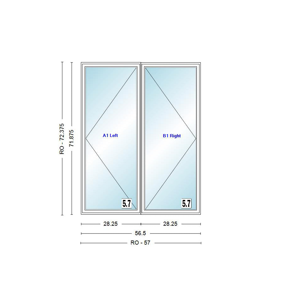 ANDERSEN Windows 400 Series Venting Twin/Double Casement 56-1/2" Wide Vinyl Exterior Wood Interior Low-E4 Dual Pane Argon Fill Glass Full Screens/Grilles/Tempered Optional CW22, CW225, CW23, CW235, CW24, CW245, CW25, CW255, Or CW26