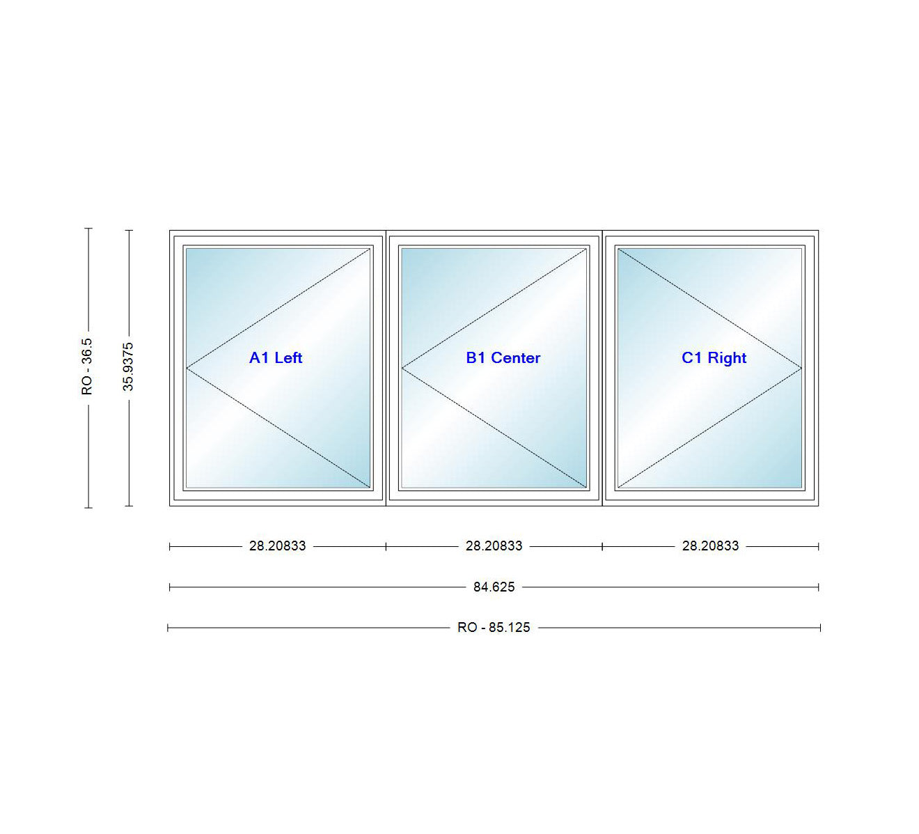 ANDERSEN Windows 400 Series LLR Venting Triple Casement 84-5/8" Wide Vinyl Exterior Wood Interior New Construction Low-E4 Dual Pane Argon Fill Glass Full Screens/Grilles/Tempered Optional CW32, CW325, CW33, CW335, CW34, CW345, Or CW35