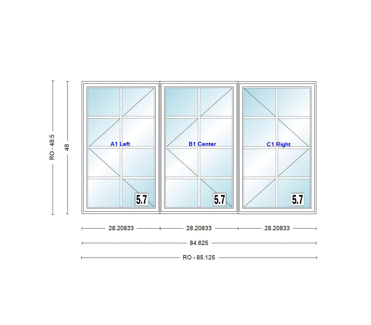 ANDERSEN Windows 400 Series LLR Venting Triple Casement 84-5/8" Wide Vinyl Exterior Wood Interior New Construction Low-E4 Dual Pane Argon Fill Glass Full Screens/Grilles/Tempered Optional CW32, CW325, CW33, CW335, CW34, CW345, Or CW35