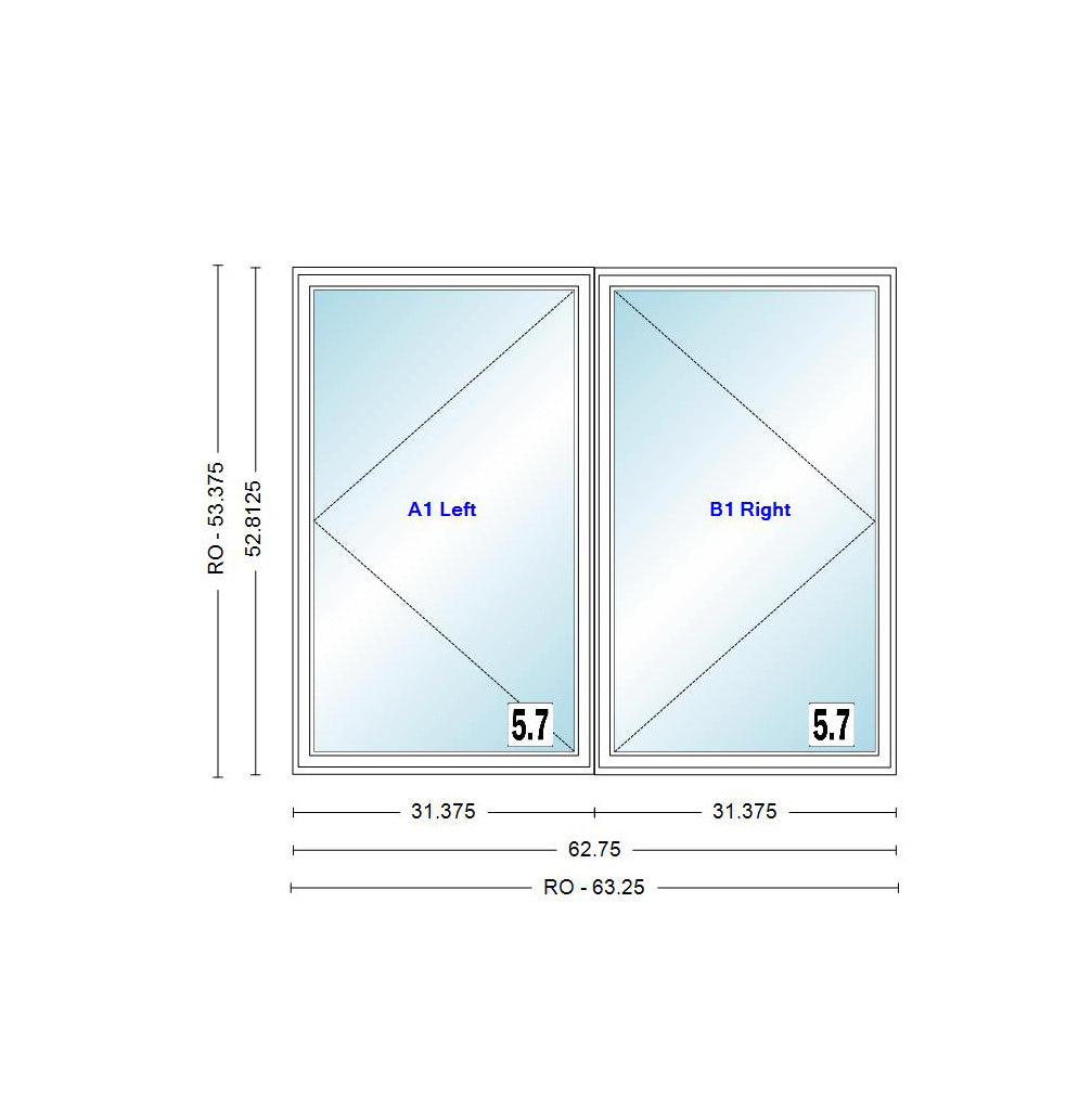 ANDERSEN Windows 400 Series Venting Twin/Double Casement 62-3/4" Wide Vinyl Exterior Wood Interior New Construction Low-E4 Dual Pane Argon Fill Glass Full Screens/Grilles/Tempered Optional CX23, CX235, CX24, CX245, Or CX25