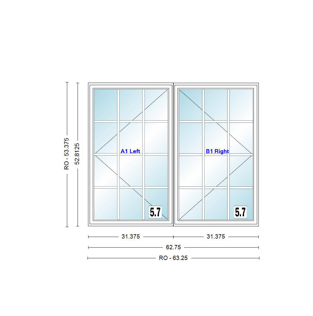 ANDERSEN Windows 400 Series Venting Twin/Double Casement 62-3/4" Wide Vinyl Exterior Wood Interior New Construction Low-E4 Dual Pane Argon Fill Glass Full Screens/Grilles/Tempered Optional CX23, CX235, CX24, CX245, Or CX25