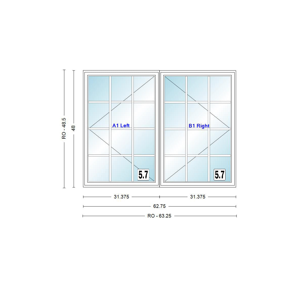 ANDERSEN Windows 400 Series Venting Twin/Double Casement 62-3/4" Wide Vinyl Exterior Wood Interior New Construction Low-E4 Dual Pane Argon Fill Glass Full Screens/Grilles/Tempered Optional CX23, CX235, CX24, CX245, Or CX25
