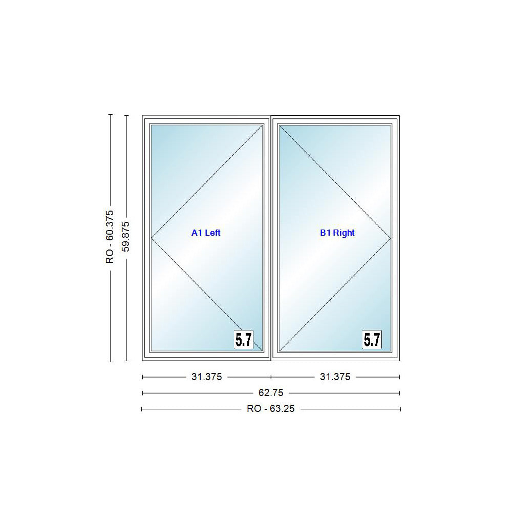 ANDERSEN Windows 400 Series Venting Twin/Double Casement 62-3/4" Wide Vinyl Exterior Wood Interior New Construction Low-E4 Dual Pane Argon Fill Glass Full Screens/Grilles/Tempered Optional CX23, CX235, CX24, CX245, Or CX25