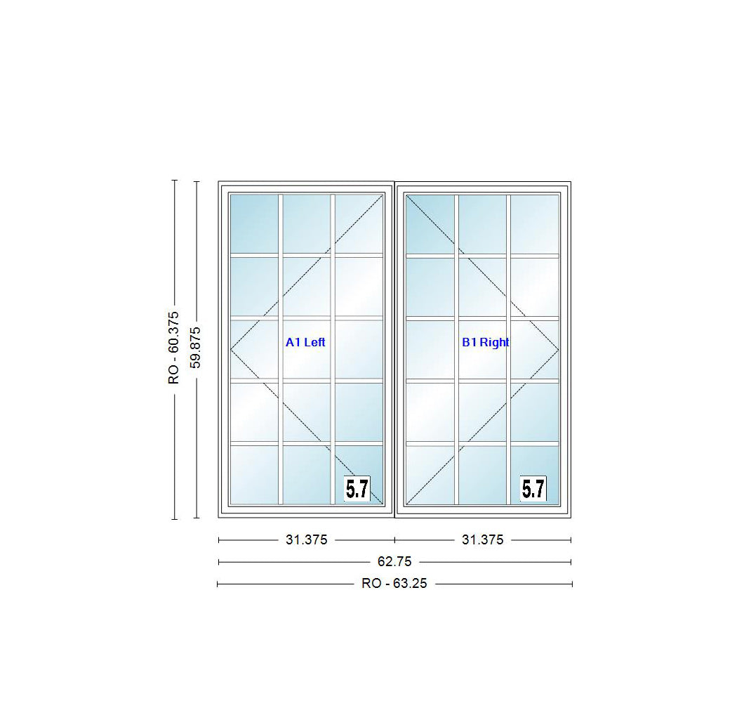 ANDERSEN Windows 400 Series Venting Twin/Double Casement 62-3/4" Wide Vinyl Exterior Wood Interior New Construction Low-E4 Dual Pane Argon Fill Glass Full Screens/Grilles/Tempered Optional CX23, CX235, CX24, CX245, Or CX25