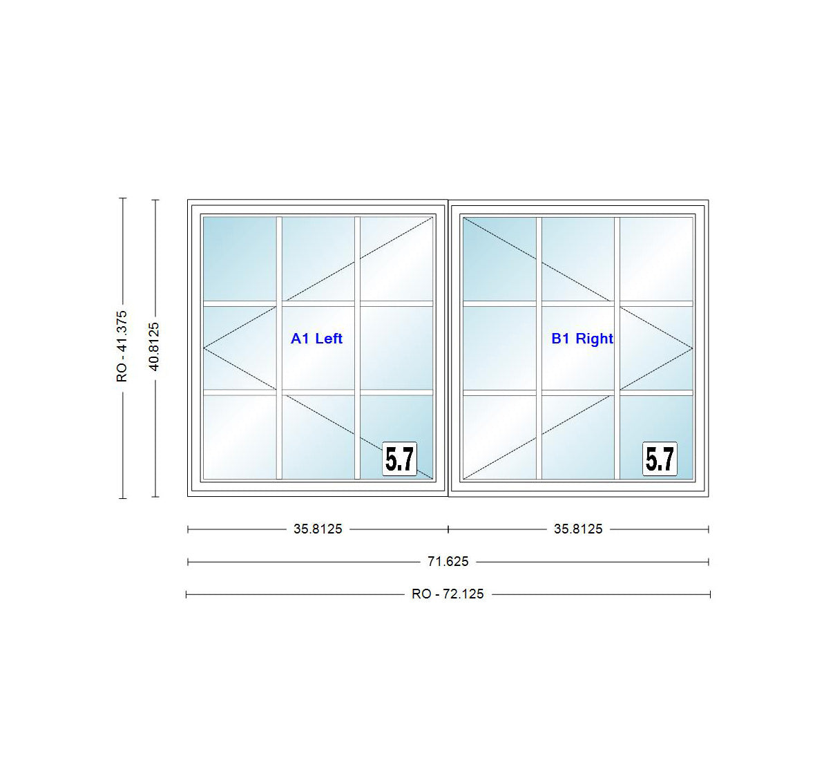 71 Inch Window ANDERSEN Windows 400 Series Venting Twin/Double Casement 71-5/8