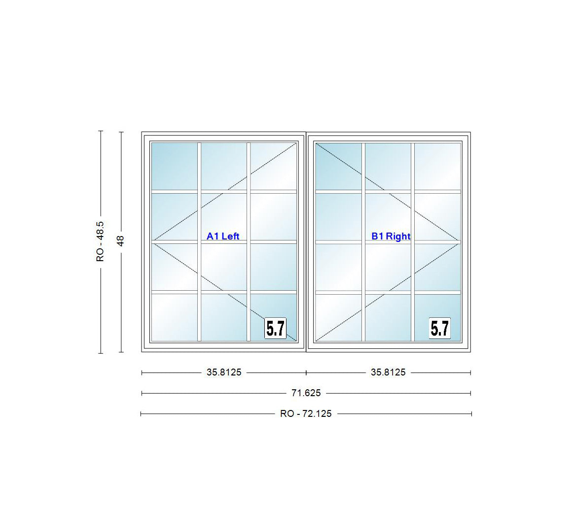 71 Inch Window ANDERSEN Windows 400 Series Venting Twin/Double Casement 71-5/8